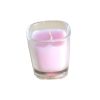 Lumanare roz in pahar de sticla forma patrata